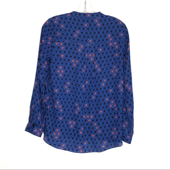 Maeve Blue Faux Wrap Pattern Blouse 0 - Picture 2 of 8